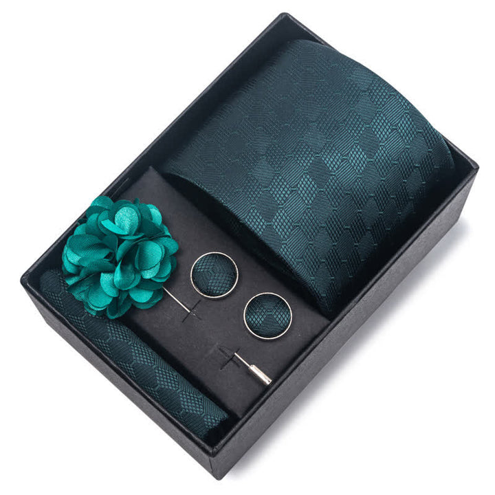 4Pcs Men's Gentle Dark Green Series Necktie Set - image 7