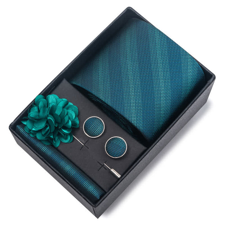 4Pcs Men's Gentle Dark Green Series Necktie Set - image 11
