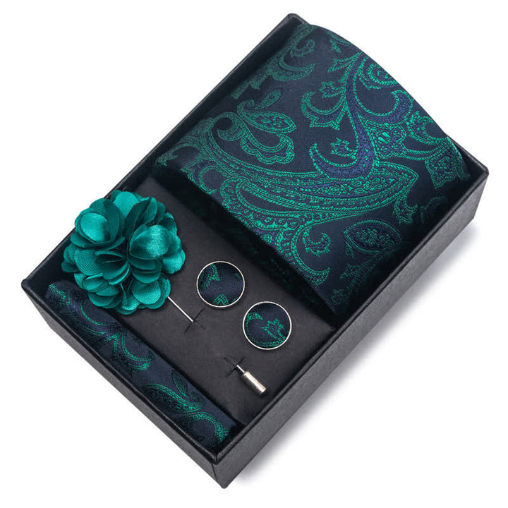4Pcs Men's Gentle Dark Green Series Necktie Set - image 9