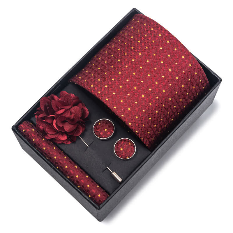 4Pcs Men's Attractive Bright Red Series Necktie Set - image 1