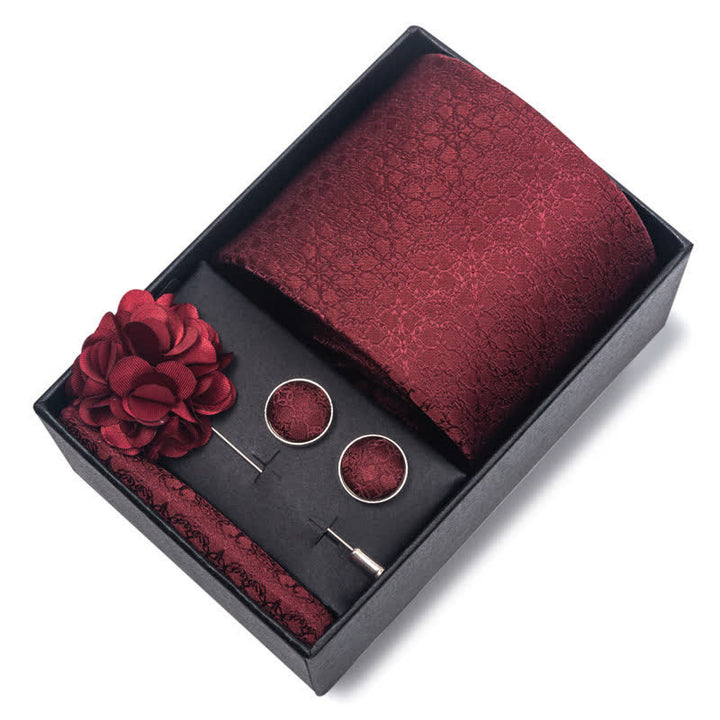 4Pcs Men's Attractive Bright Red Series Necktie Set - image 11