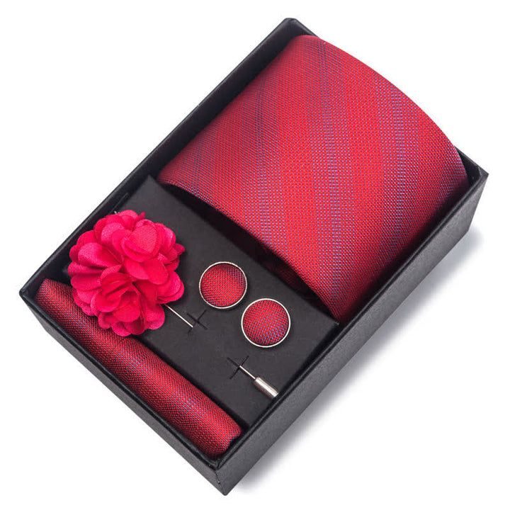 4Pcs Men's Attractive Bright Red Series Necktie Set - image 9
