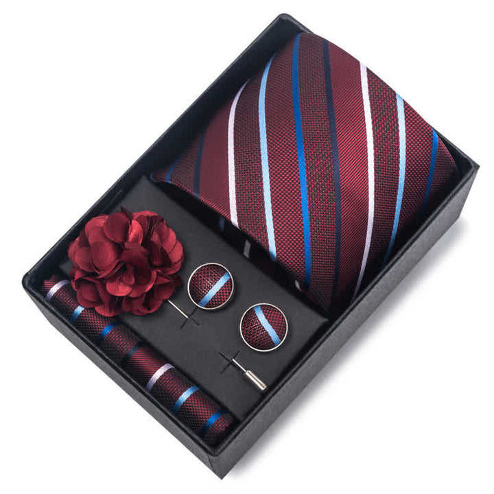 4Pcs Men's Attractive Bright Red Series Necktie Set - image 13
