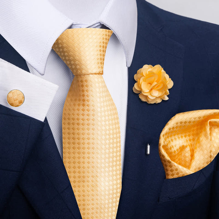 4Pcs Men's Novelty Pocket Square Cufflink Necktie Set - Style #2 - image 2