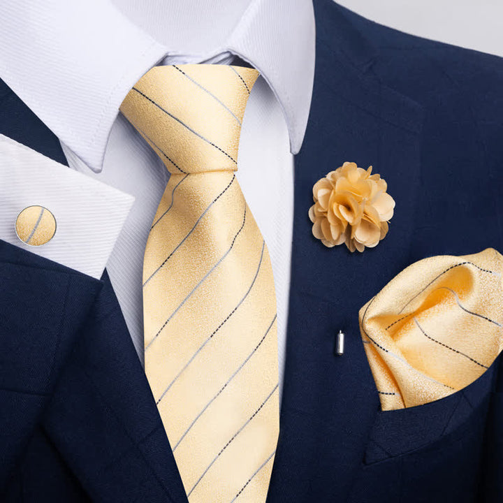 4Pcs Men's Novelty Pocket Square Cufflink Necktie Set - Style #3 - image 4