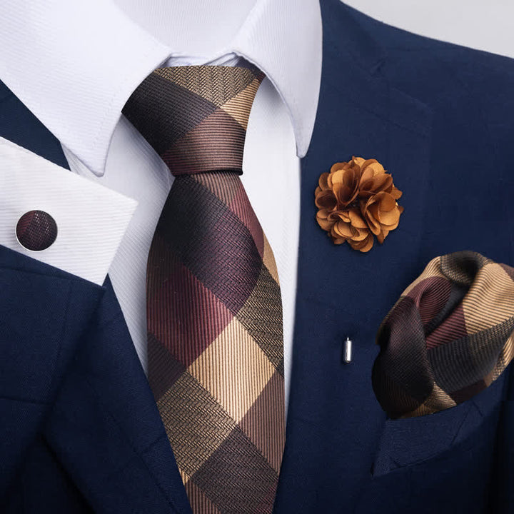 4Pcs Men's Novelty Pocket Square Cufflink Necktie Set - Style #7 - image 12