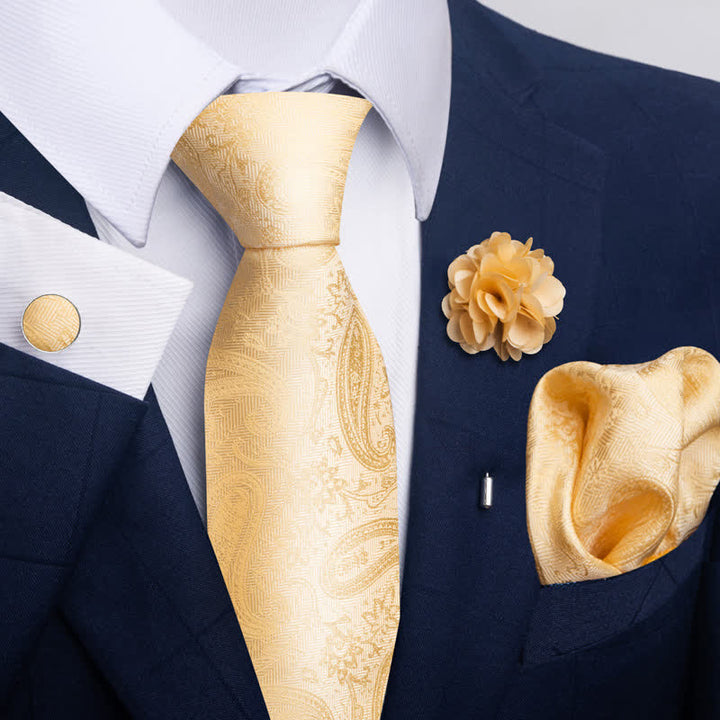 4Pcs Men's Novelty Pocket Square Cufflink Necktie Set - Style #1 - image 0