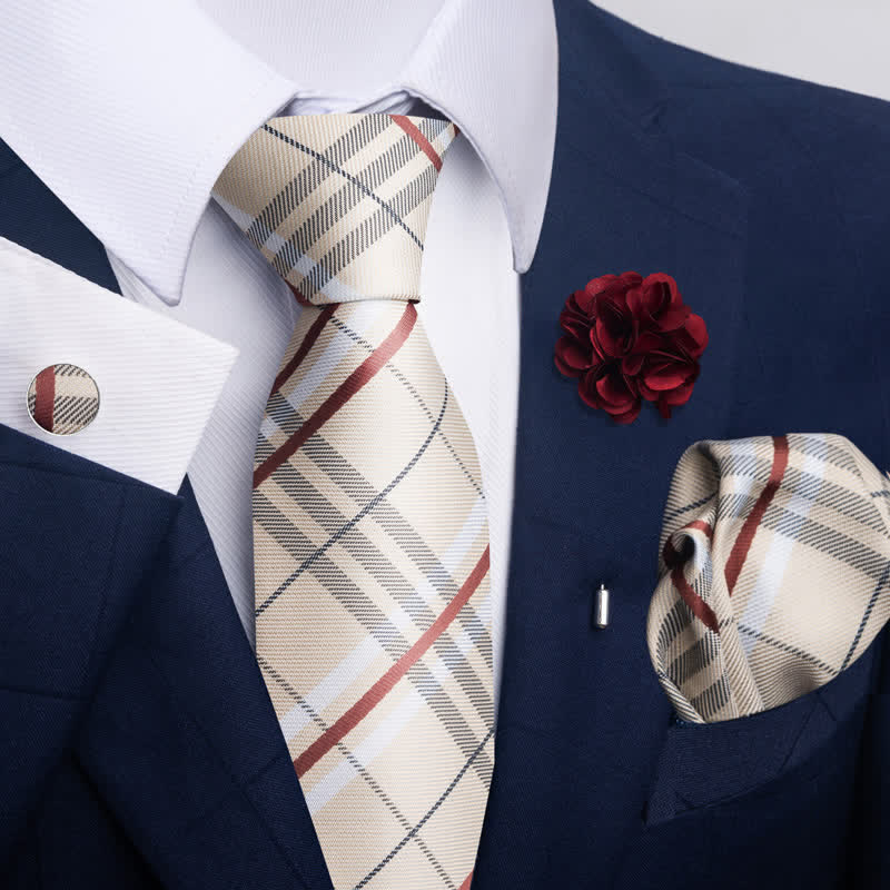 4Pcs Men's Novelty Pocket Square Cufflink Necktie Set - Style #6 - image 10