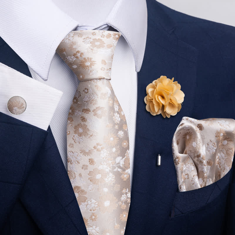 4Pcs Men's Novelty Pocket Square Cufflink Necktie Set - Style #5 - image 8