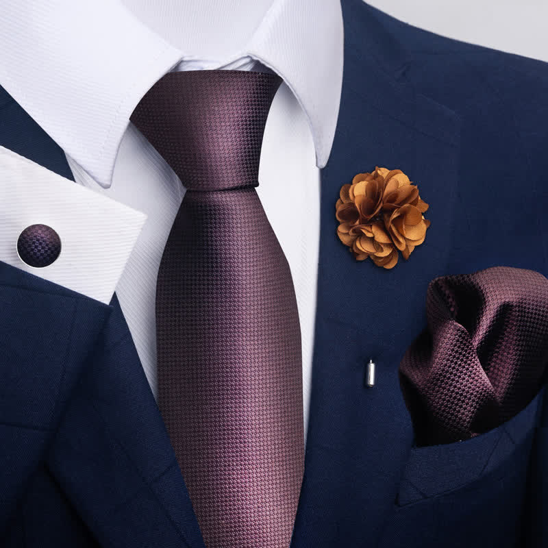4Pcs Men's Novelty Pocket Square Cufflink Necktie Set - Style #8 - image 14