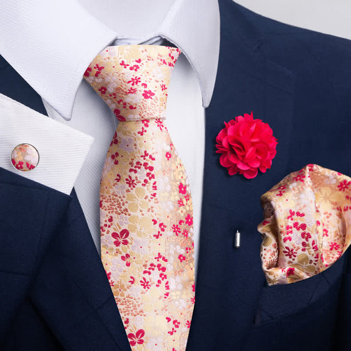 4Pcs Men's Novelty Pocket Square Cufflink Necktie Set - Style #12 - image 22