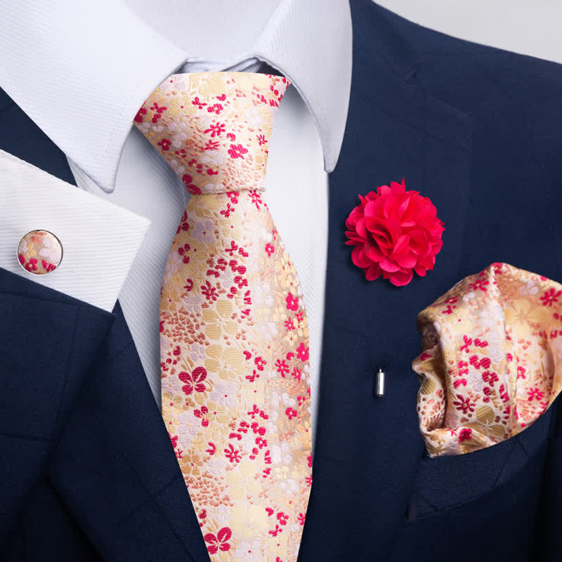 4Pcs Men's Novelty Pocket Square Cufflink Necktie Set - Style #12 - image 22