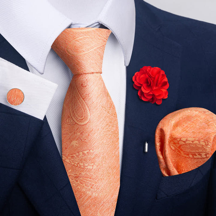 4Pcs Men's Novelty Pocket Square Cufflink Necktie Set - Style #11 - image 20