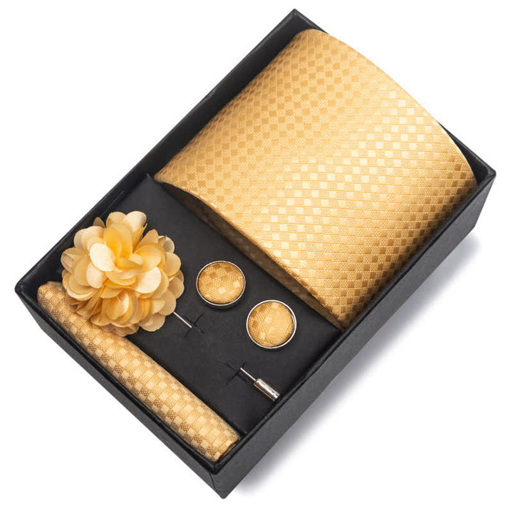 4Pcs Men's Novelty Pocket Square Cufflink Necktie Set - image 3