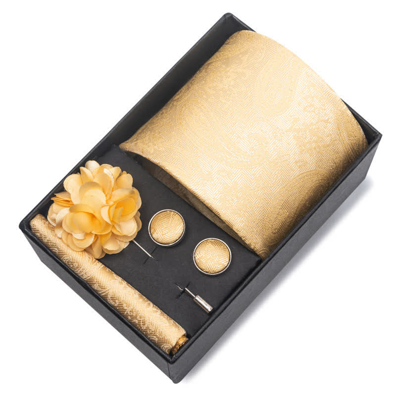 4Pcs Men's Novelty Pocket Square Cufflink Necktie Set - image 1