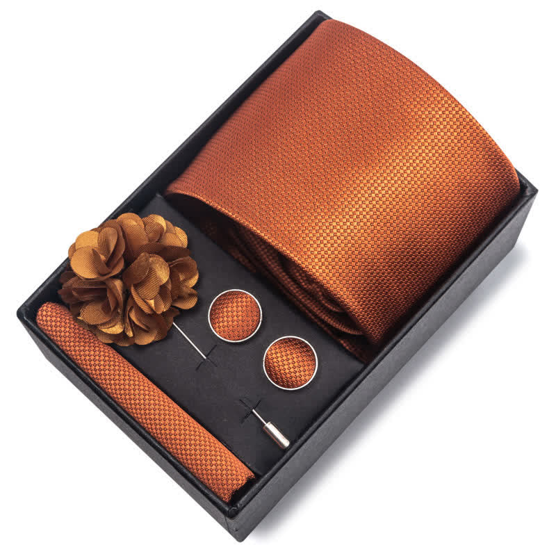 4Pcs Men's Novelty Pocket Square Cufflink Necktie Set - image 19