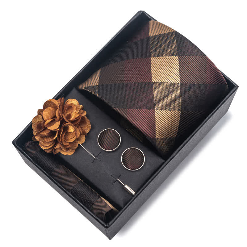 4Pcs Men's Novelty Pocket Square Cufflink Necktie Set - image 13