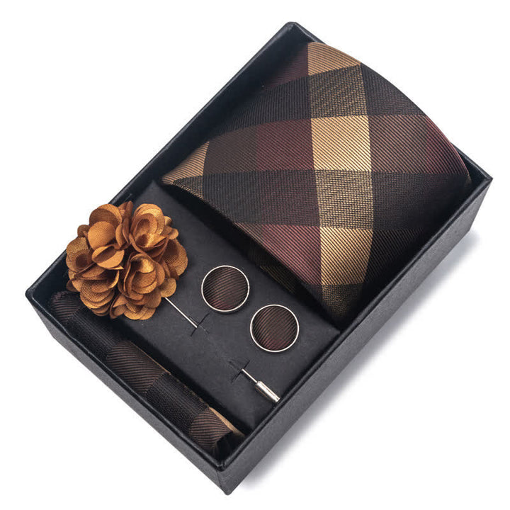 4Pcs Men's Novelty Pocket Square Cufflink Necktie Set - image 13