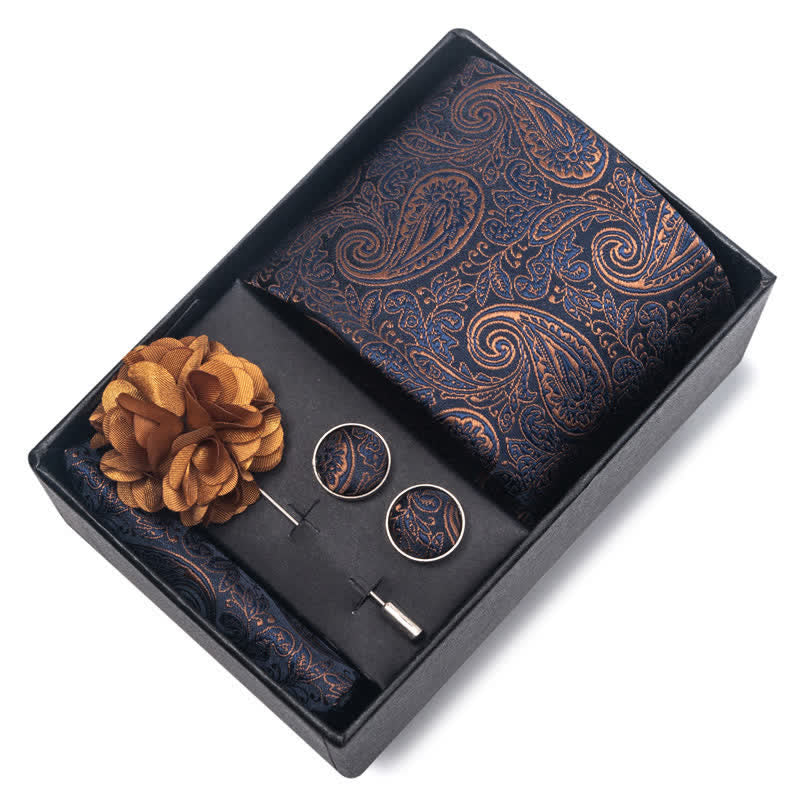 4Pcs Men's Novelty Pocket Square Cufflink Necktie Set - image 17