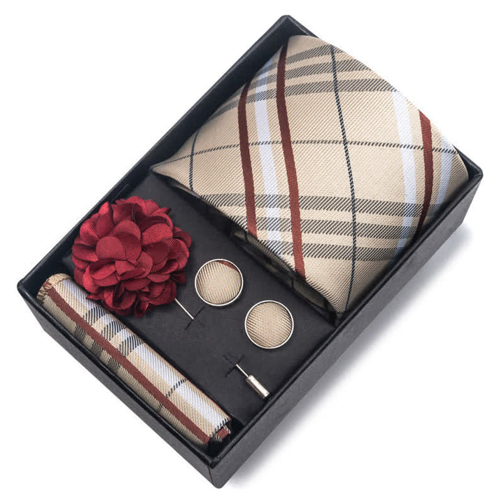 4Pcs Men's Novelty Pocket Square Cufflink Necktie Set - image 11