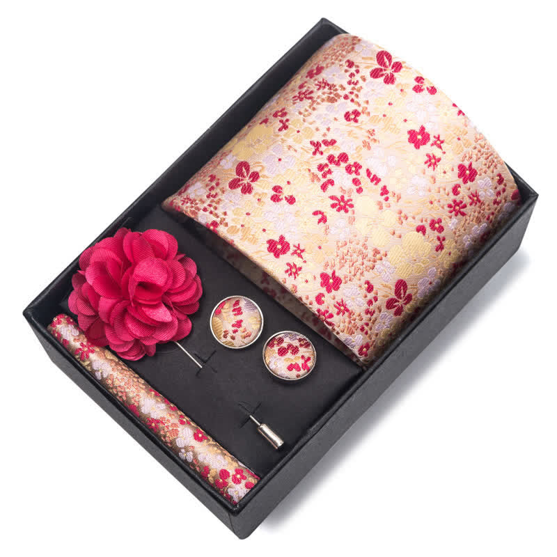 4Pcs Men's Novelty Pocket Square Cufflink Necktie Set - image 23