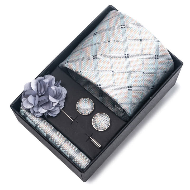 4Pcs Men's Modern Silver Gray Series Necktie Set - image 1