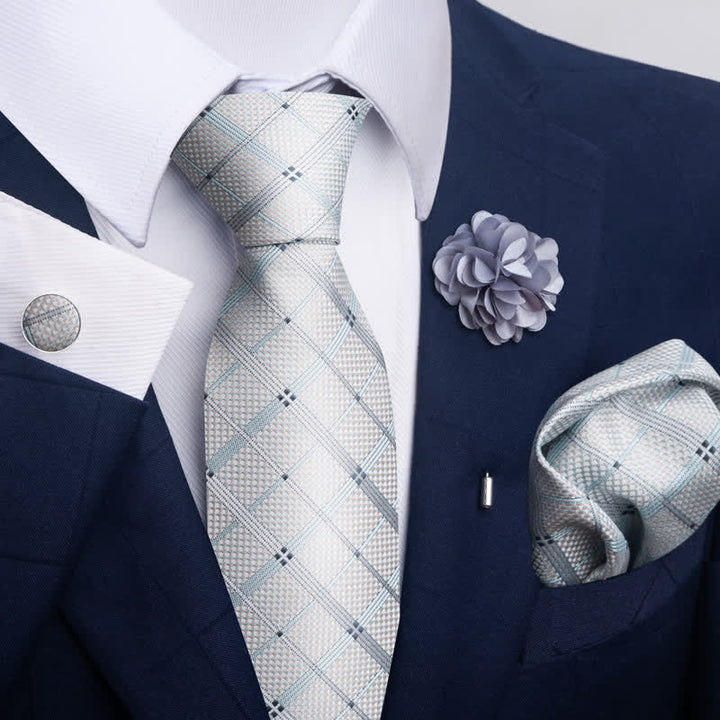 4Pcs Men's Modern Silver Gray Series Necktie Set - Style #1 - image 0