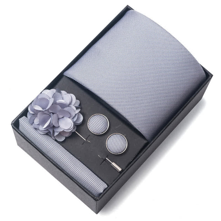 4Pcs Men's Modern Silver Gray Series Necktie Set - image 5