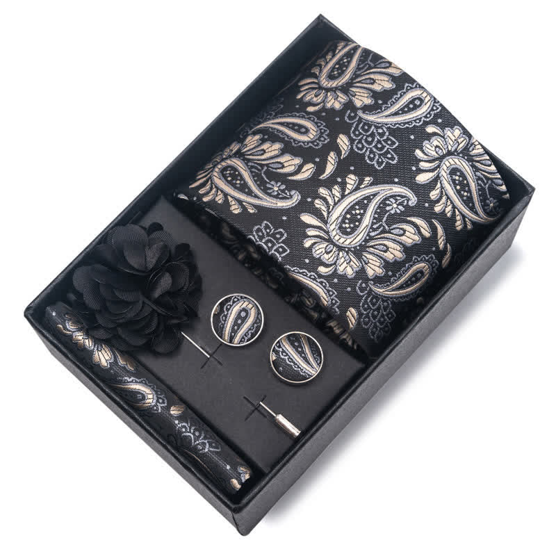 4Pcs Men's Modern Silver Gray Series Necktie Set - image 11