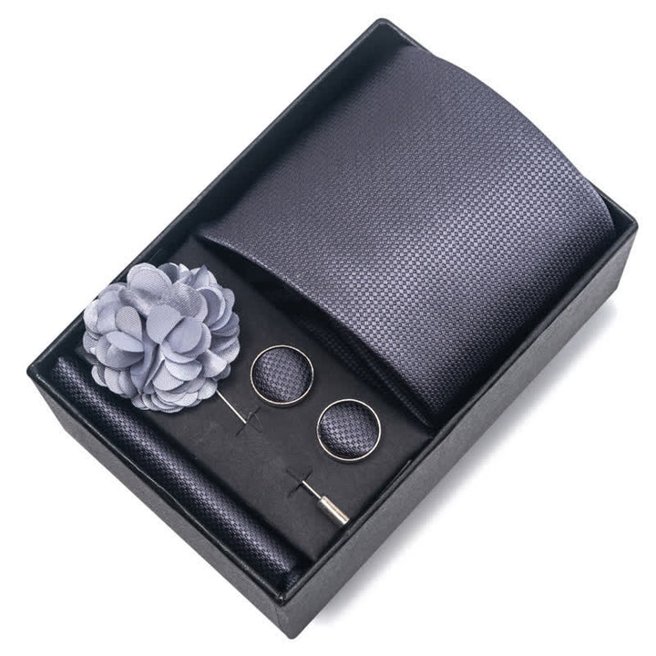 4Pcs Men's Modern Silver Gray Series Necktie Set - image 7