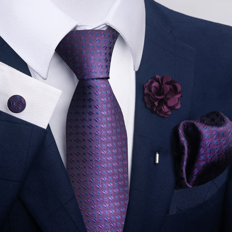 4Pcs Men's Classic Formal Pocket Squares Necktie Set - Style #7 - image 14