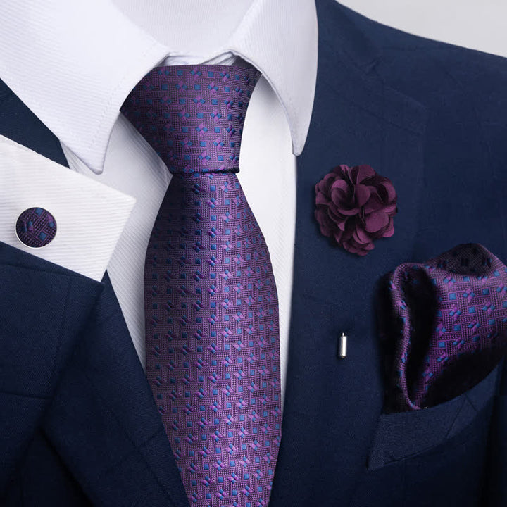 4Pcs Men's Classic Formal Pocket Squares Necktie Set - Style #7 - image 14