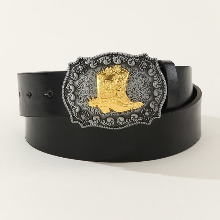 Men's Vintage Cowboy Boots Black Leather Belt - Black - 40 - image 0