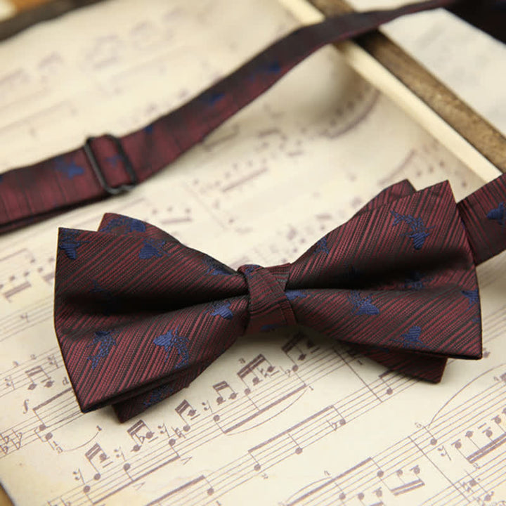 Men's Vintage Leaves Striped Twilled Bow Tie - Style #1 - image 1
