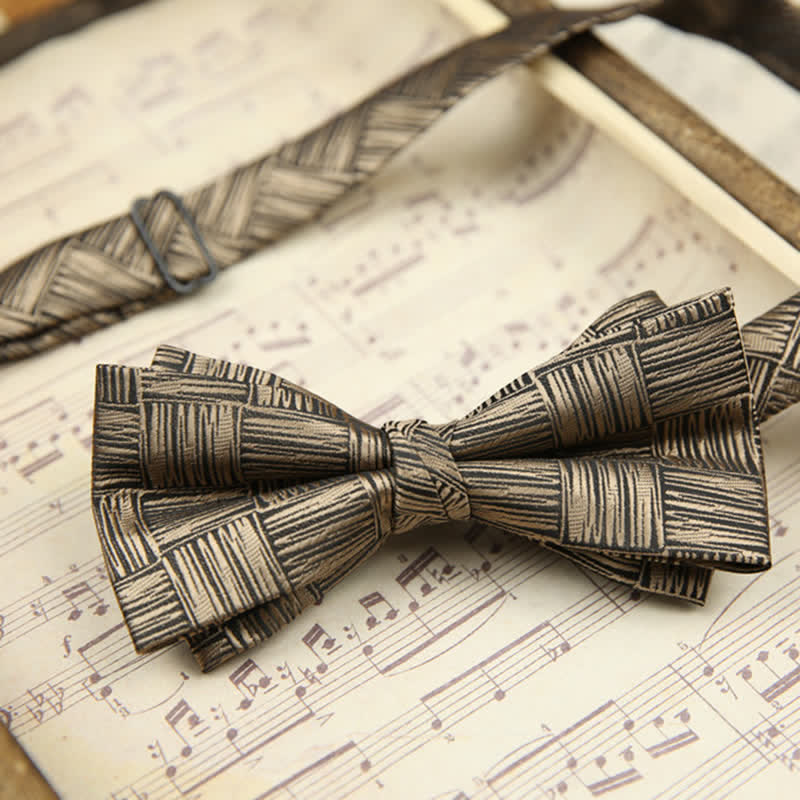 Men's Vintage Leaves Striped Twilled Bow Tie - Style #4 - image 5