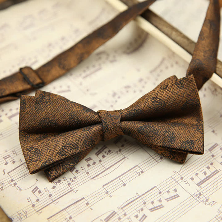 Men's Vintage Leaves Striped Twilled Bow Tie - Style #2 - image 3
