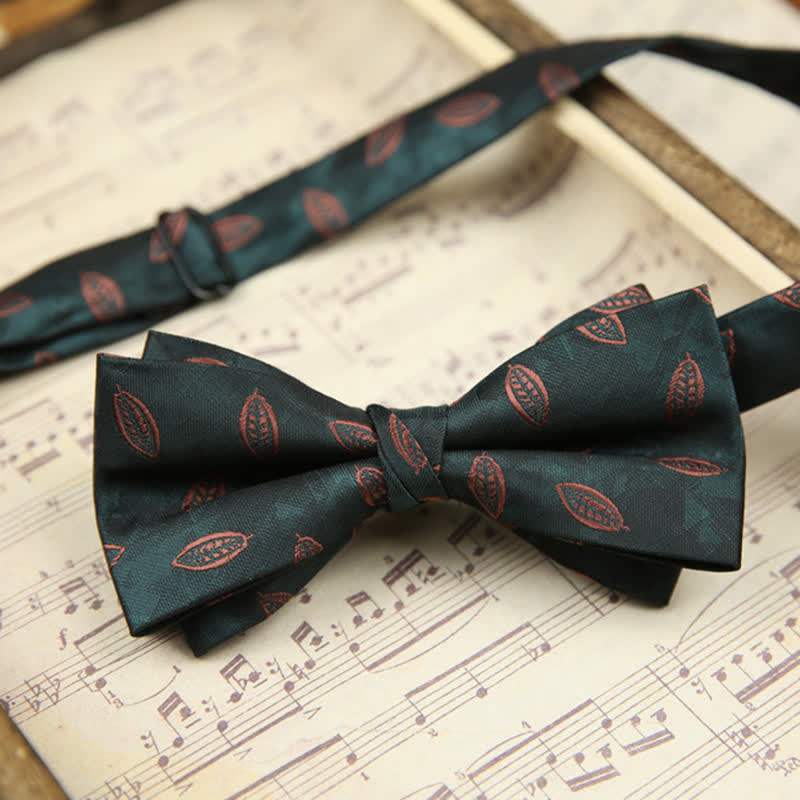 Men's Vintage Leaves Striped Twilled Bow Tie - Style #3 - image 4