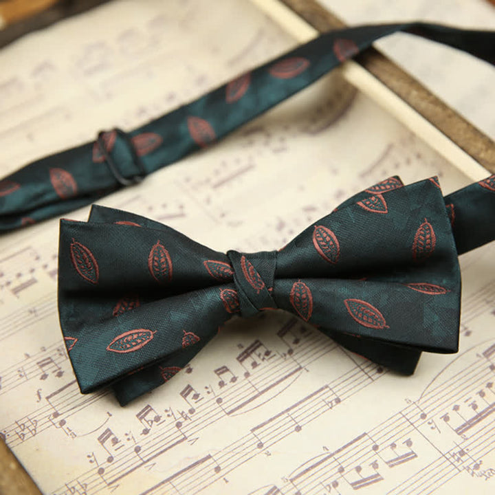 Men's Vintage Leaves Striped Twilled Bow Tie - Style #3 - image 4