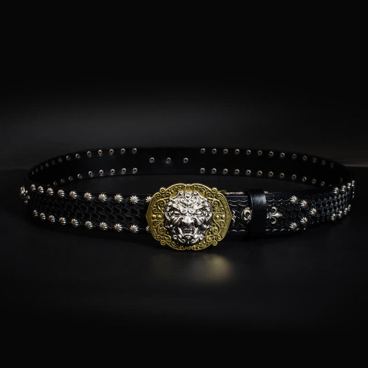 Men's Rock Monster Rivets Studded Leather Belt - image 7