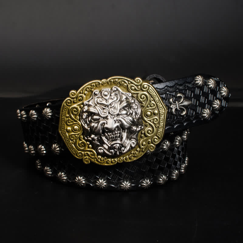 Men's Rock Monster Rivets Studded Leather Belt - image 6