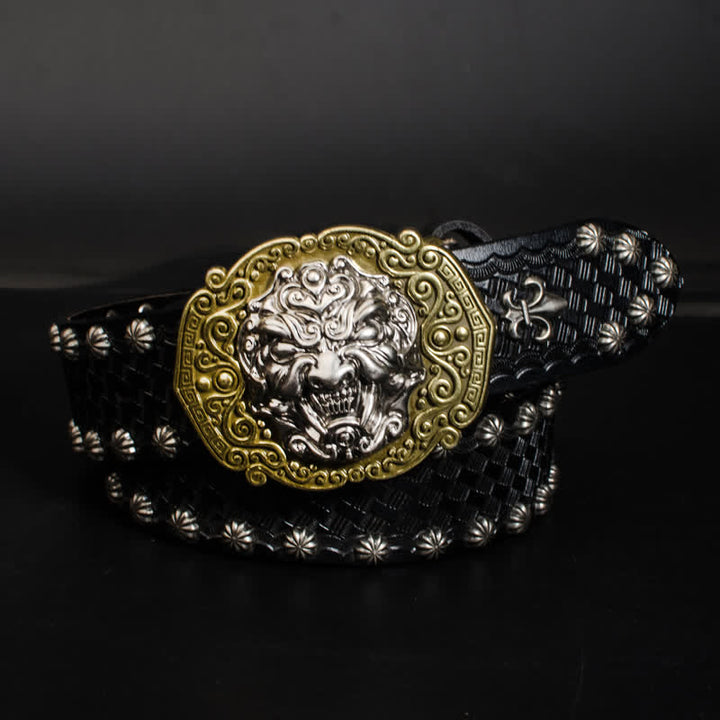 Men's Rock Monster Rivets Studded Leather Belt - image 6