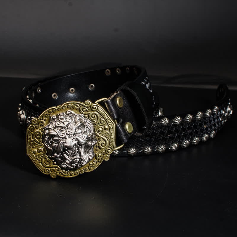 Men's Rock Monster Rivets Studded Leather Belt - image 8