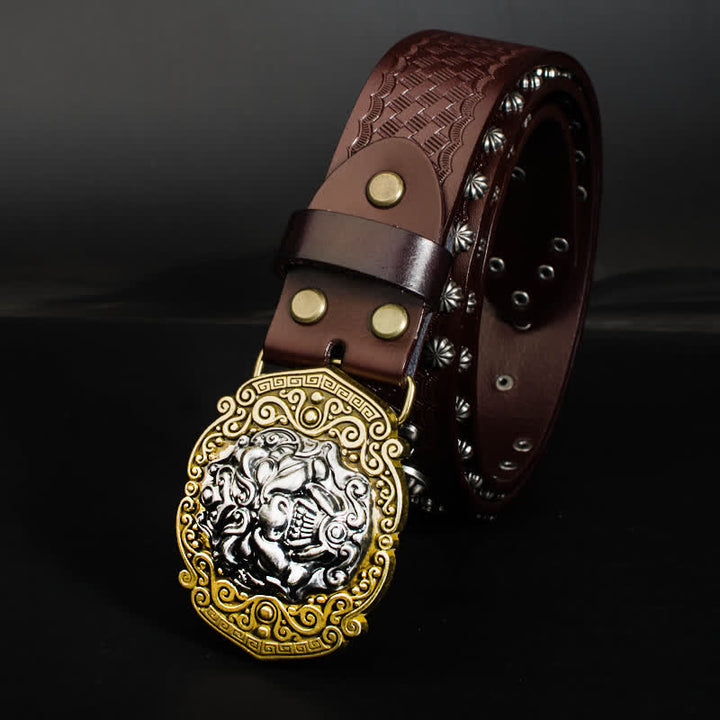 Men's Rock Monster Rivets Studded Leather Belt - image 1