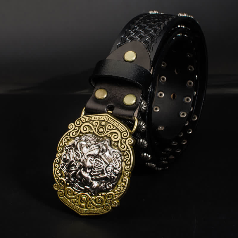 Men's Rock Monster Rivets Studded Leather Belt - image 4