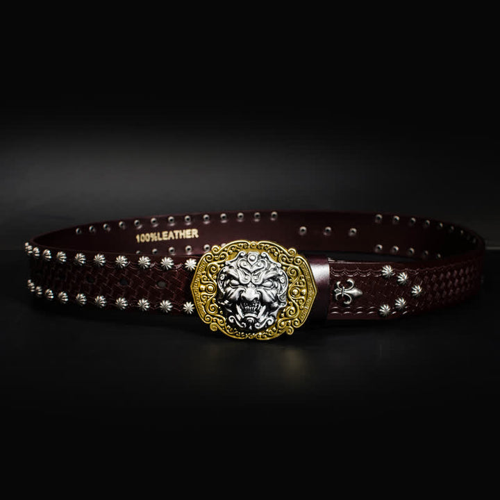 Men's Rock Monster Rivets Studded Leather Belt - image 2