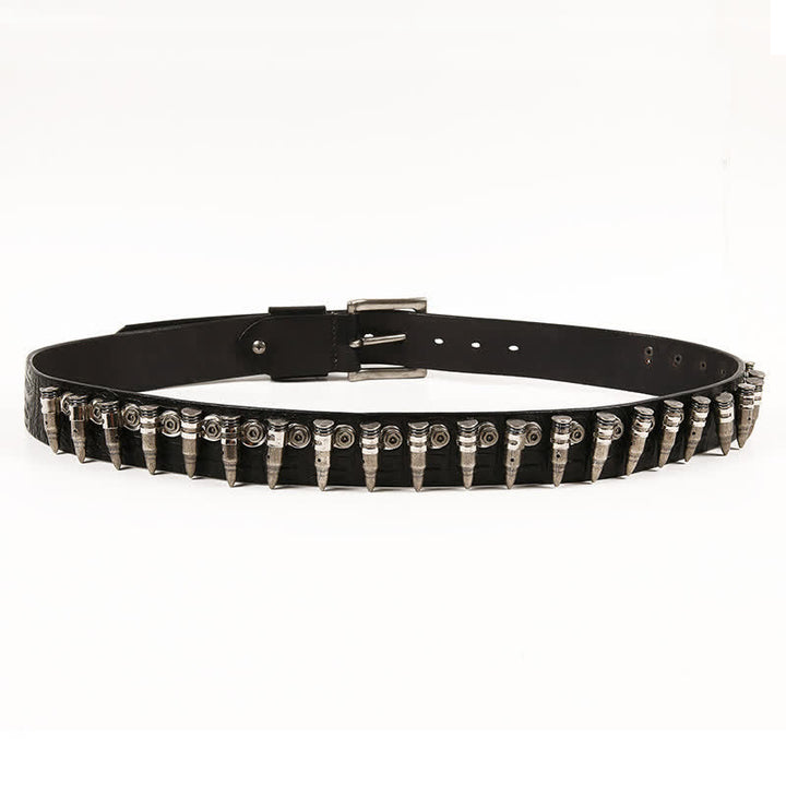 Men's Decorative Bullet Rivets Crocodile Pattern Leather Belt - image 7
