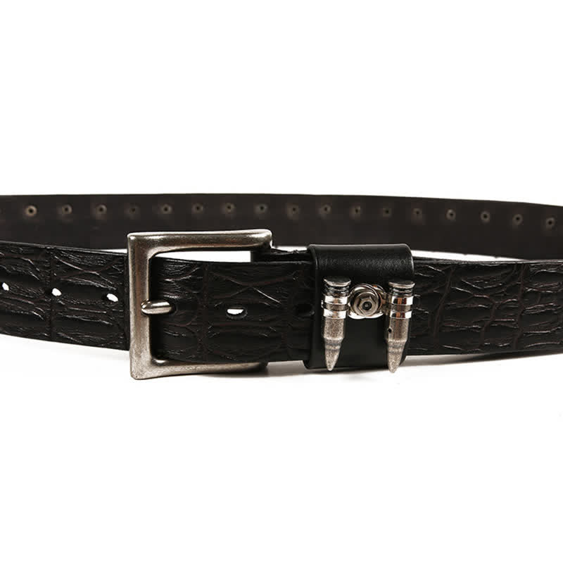 Men's Decorative Bullet Rivets Crocodile Pattern Leather Belt - image 3
