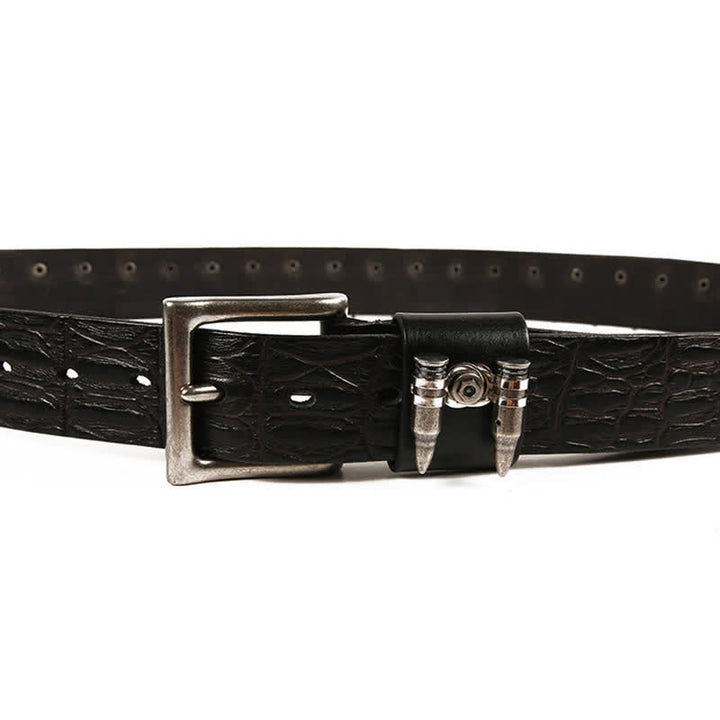 Men's Decorative Bullet Rivets Crocodile Pattern Leather Belt - image 3