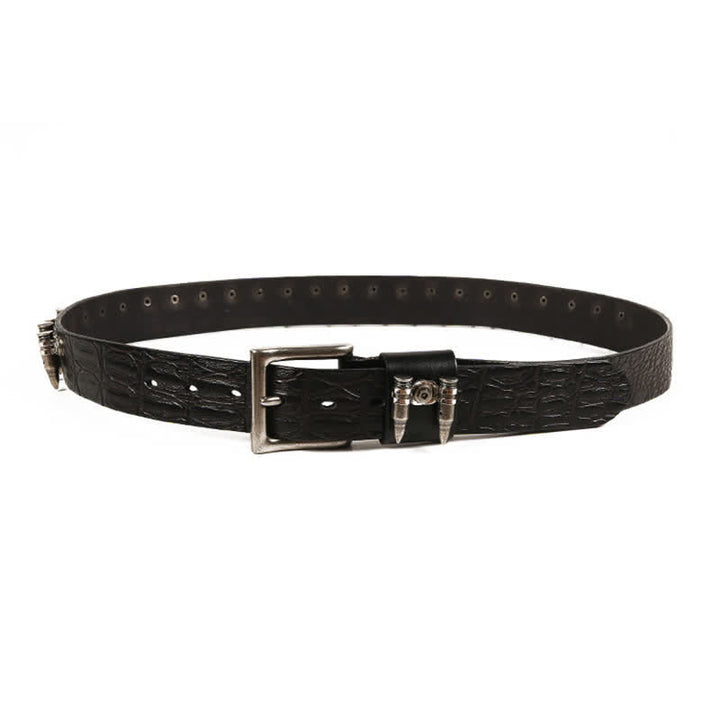 Men's Decorative Bullet Rivets Crocodile Pattern Leather Belt