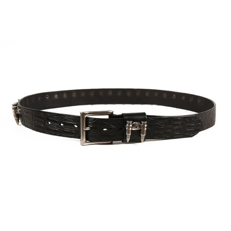 Men's Decorative Bullet Rivets Crocodile Pattern Leather Belt - image 6